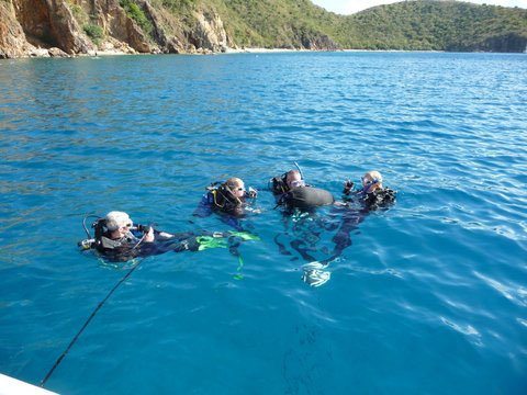 Preparing for Dive at Norman Island Caves